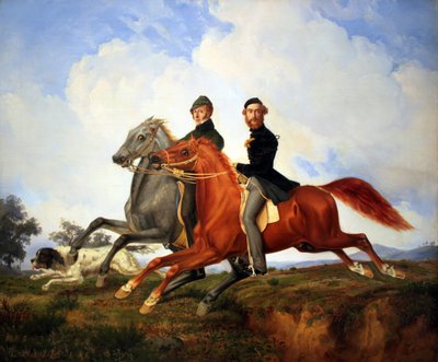 Two Horsemen Galloping by Franz Krüger